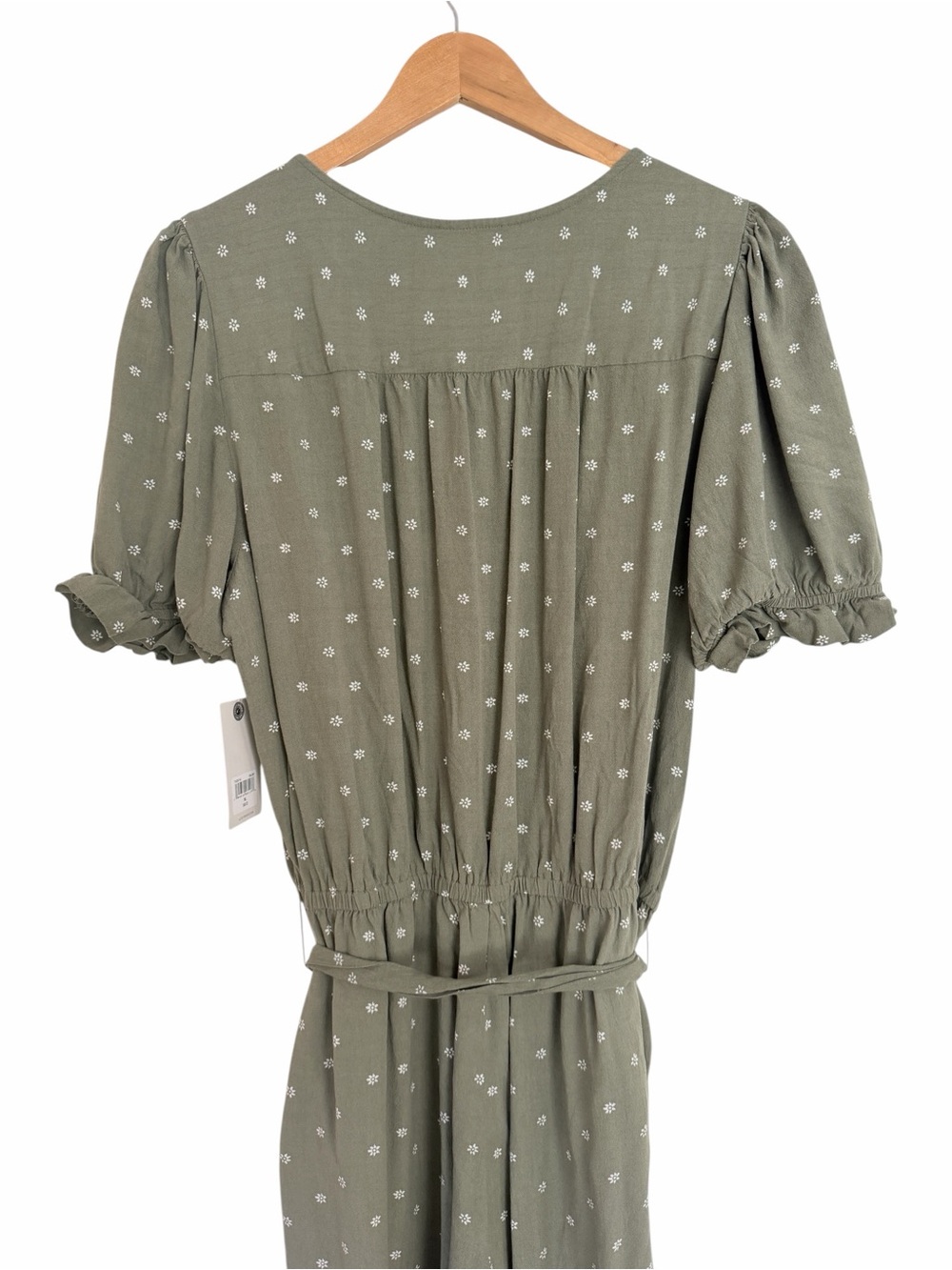 NWT ($99) Lucky Brand Olive Green Printed V-Neck Jumpsuit with Belt Sz XL - Picture 12 of 14